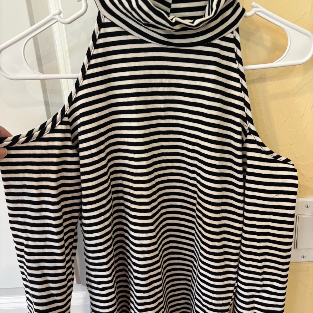 Boston Proper Black and White Striped Top